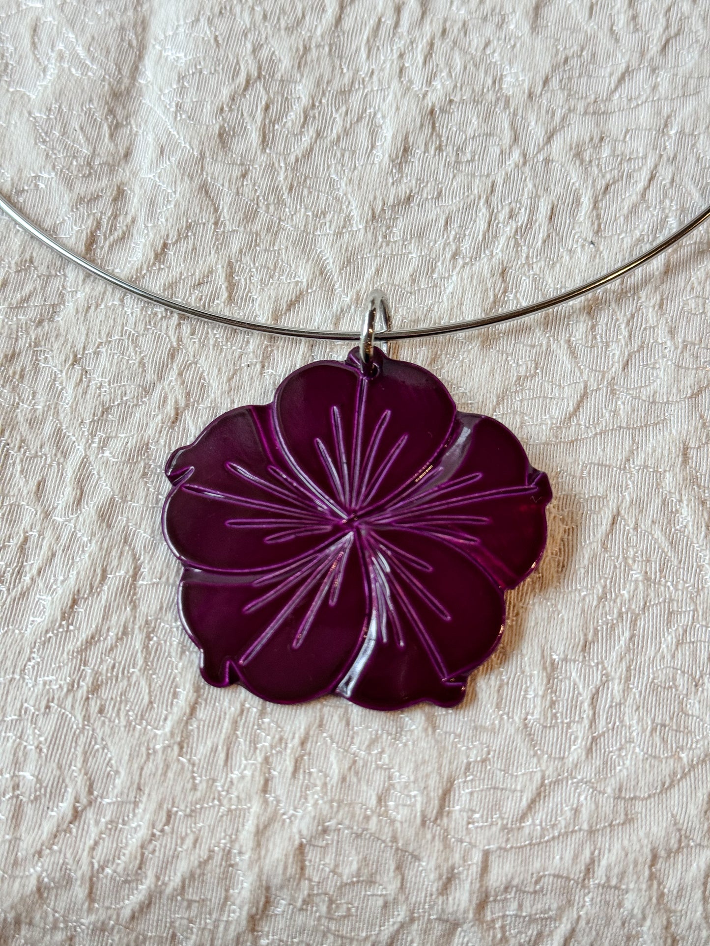 Purple Flower Pendant Necklace