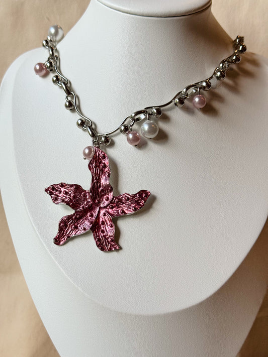 Pink Orchid Necklace