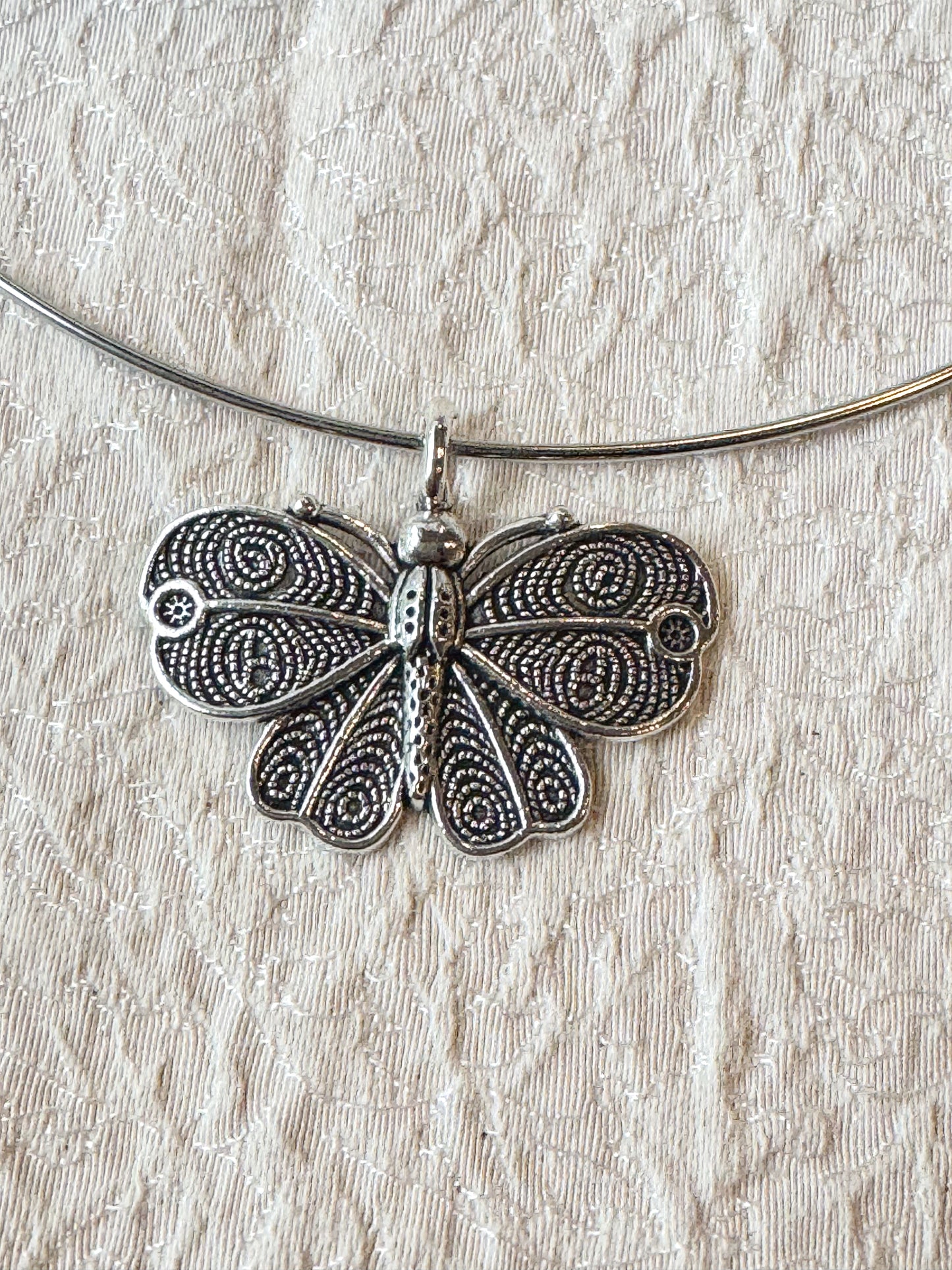 Silver Butterfly Pendant Necklace