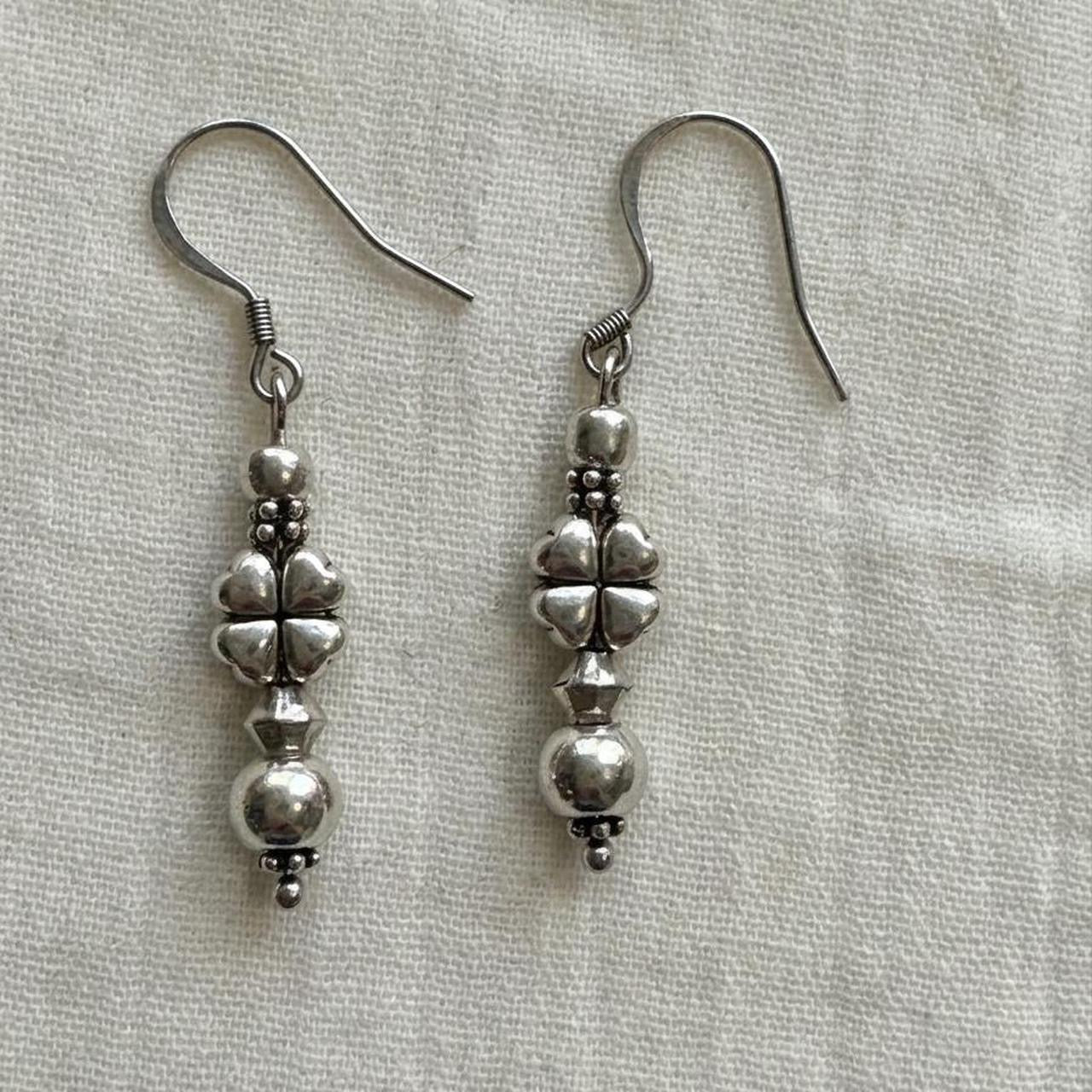 Elegant Sculptural Silver Pleated Drop Earrings