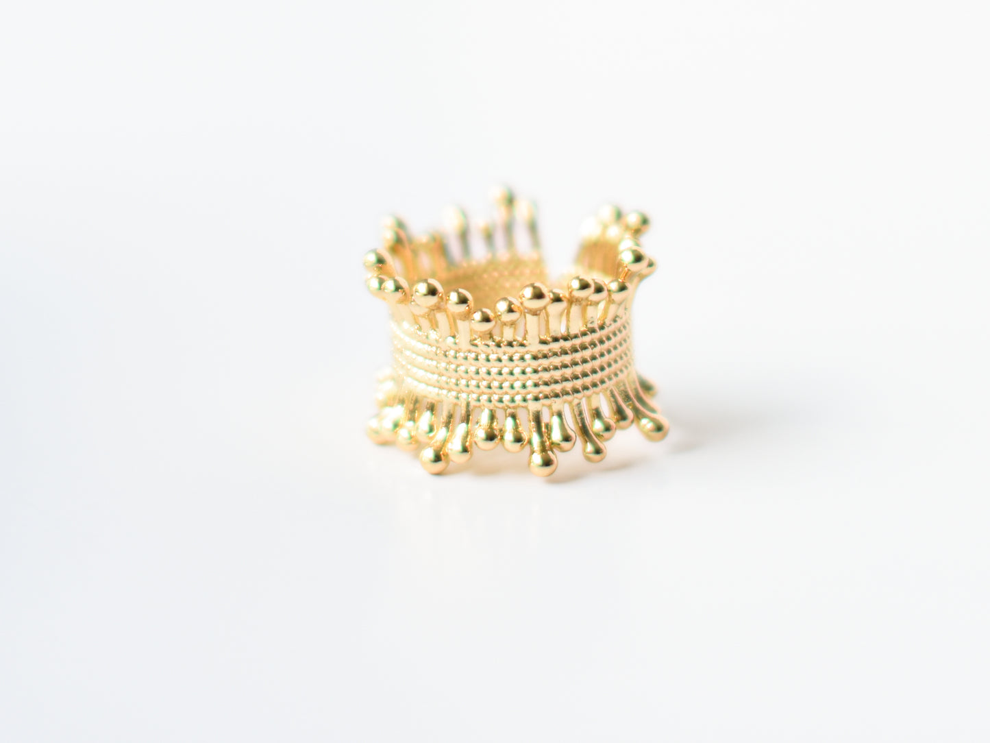 Crown Textured Gold Ring