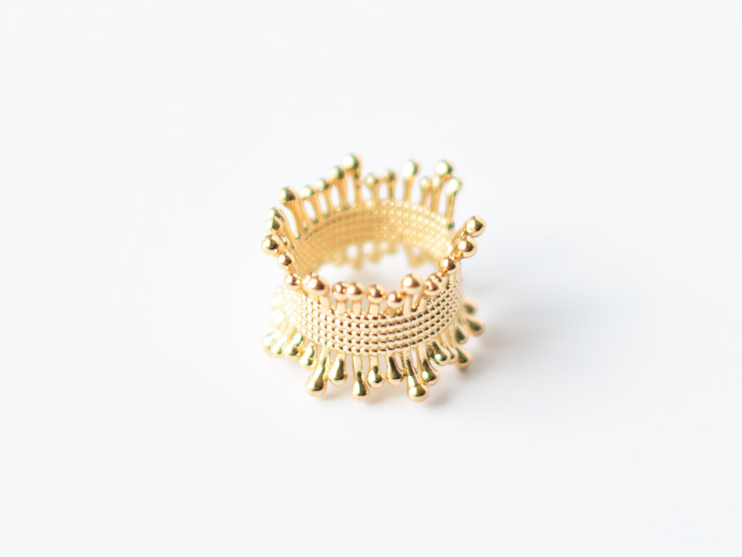 Crown Textured Gold Ring