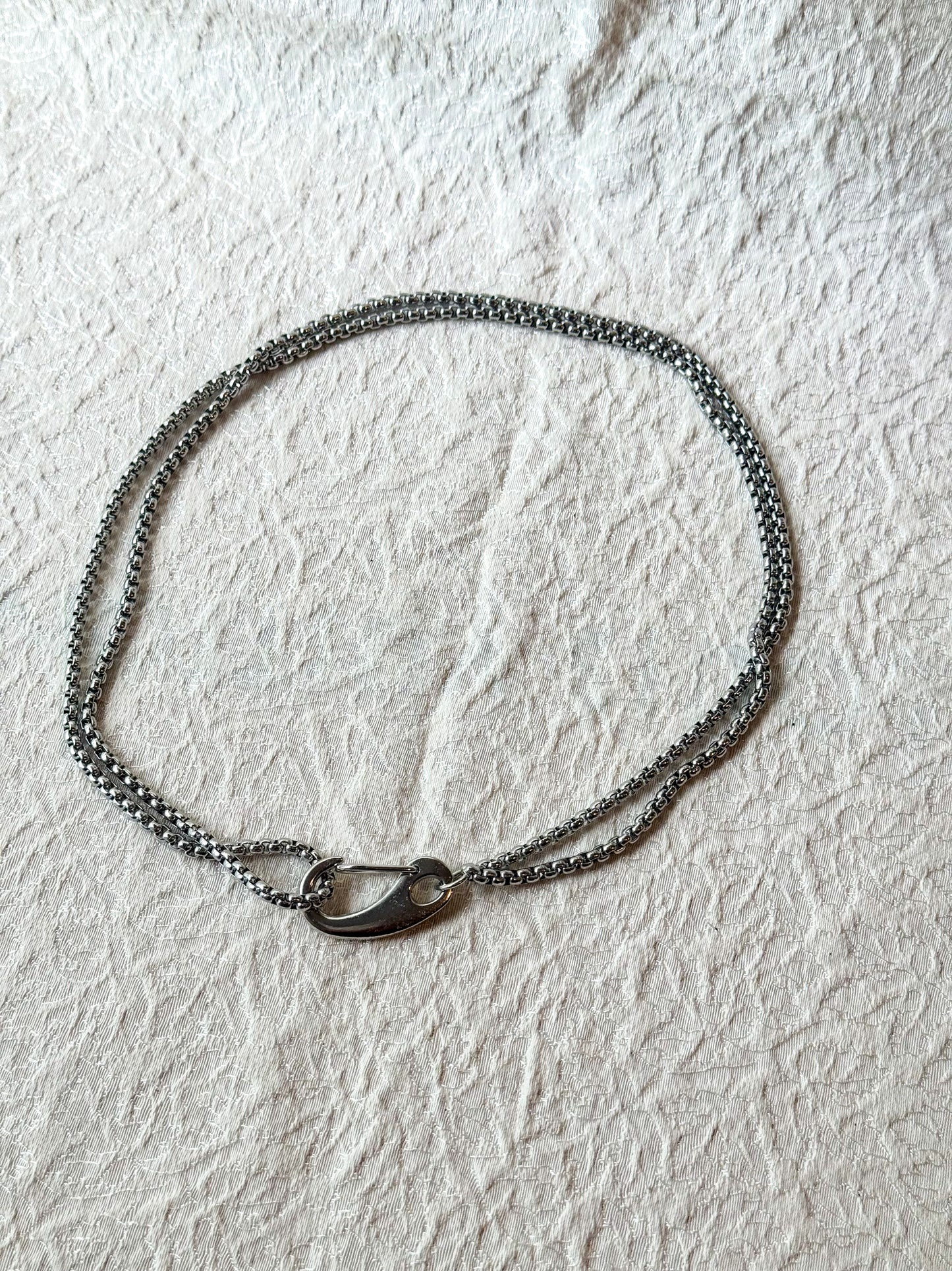 Silver Double Chain Front Clasp Choker