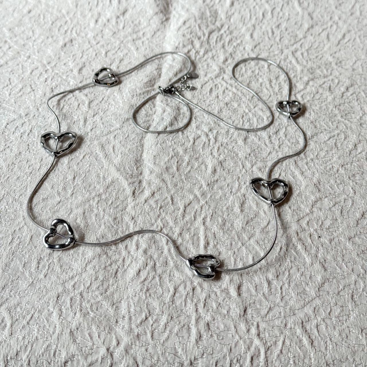 Silver Heart Station Necklace – Minimal Romantic Chain