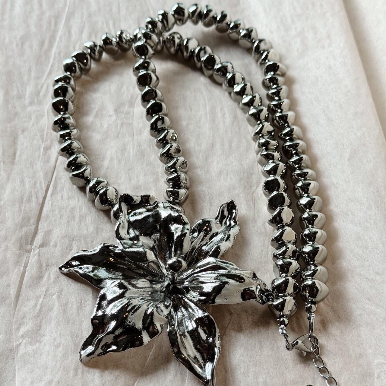Silver Bloom Statement Necklace