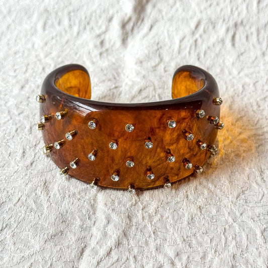 Amber Resin Studded Statement Cuff Bracelet