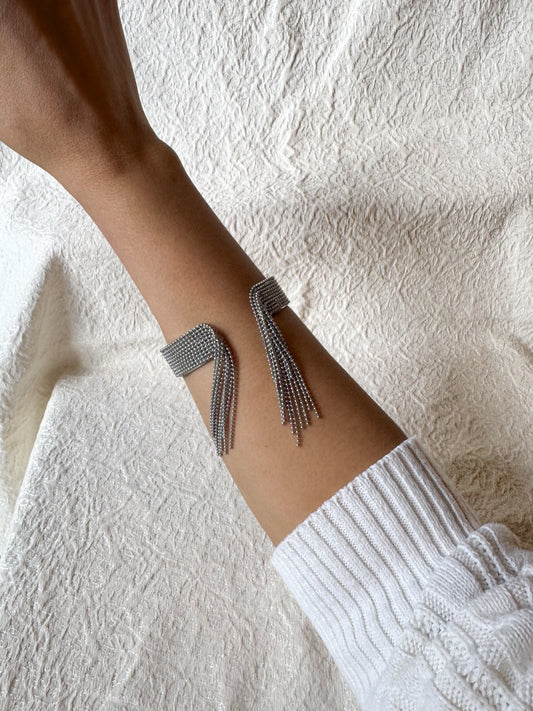 Silver Fringe Statement Bracelet