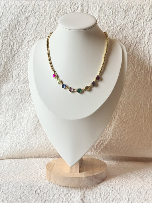 Rainbow Gem Heart Necklace