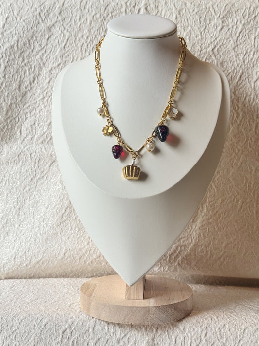 Golden Berry Charm Necklace