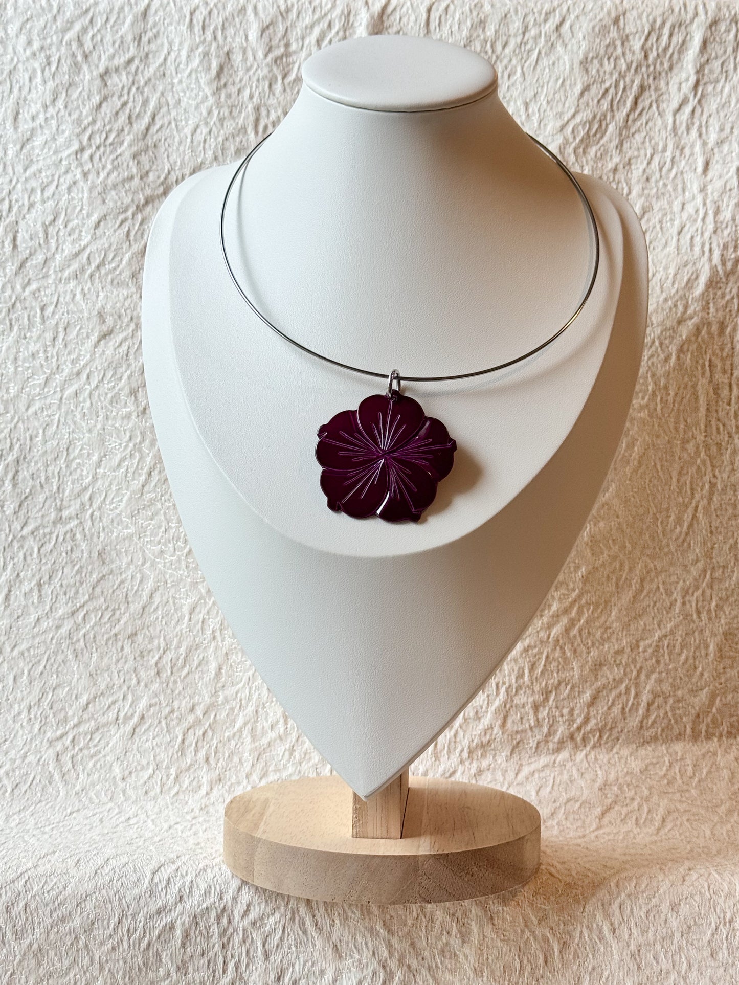 Purple Flower Pendant Necklace