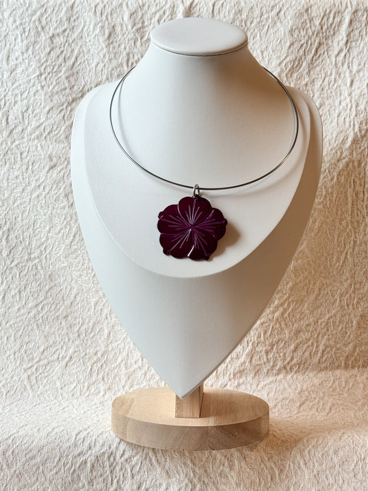Purple Flower Pendant Necklace