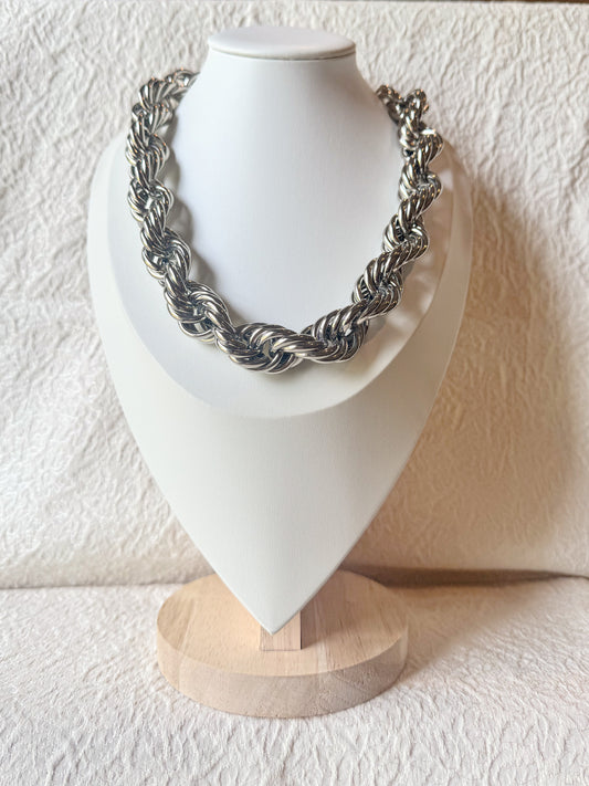 Silver Bold Twist Chain Necklace