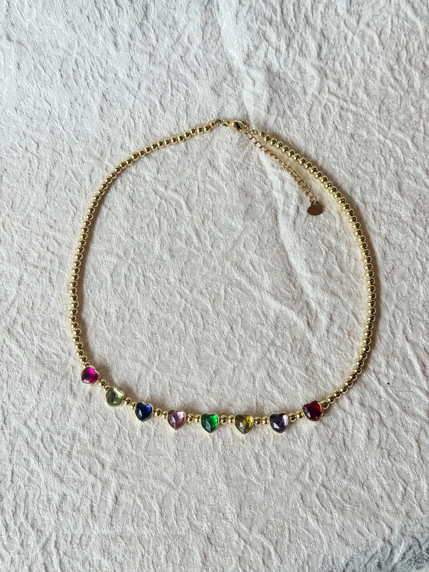 Rainbow Gem Heart Necklace