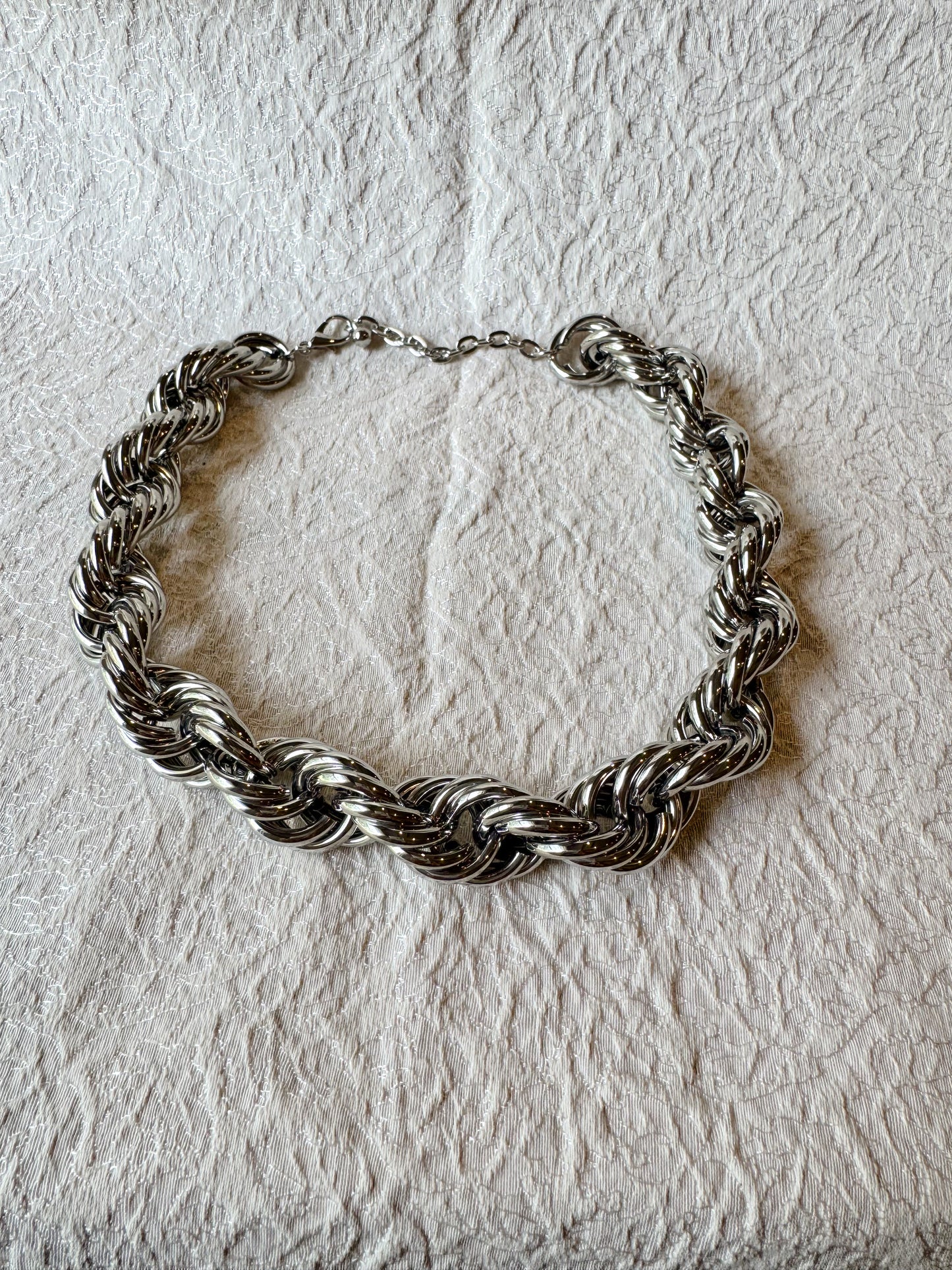 Silver Bold Twist Chain Necklace