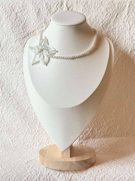 White Petal Pearl Necklace