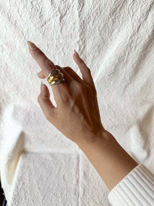 Two-Tone Chunky Statement Ring – Size 7