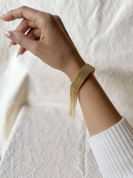 Golden Flow Fringe Bracelet