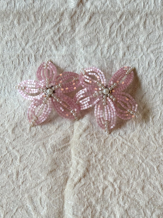 Pink Beaded Blossom Earrings