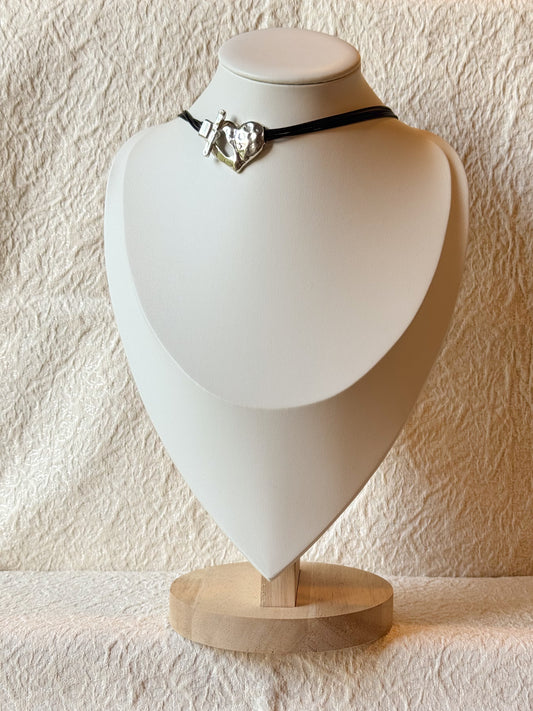 Silver Heart Toggle Choker