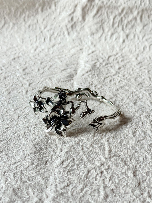 Sterling Silver Floral Cuff Bracelet