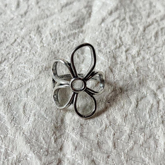 Floral Openwork Silver-Tone Ring