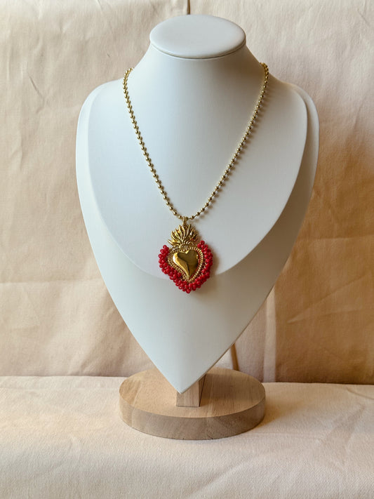 Golden Heart Fire Necklace