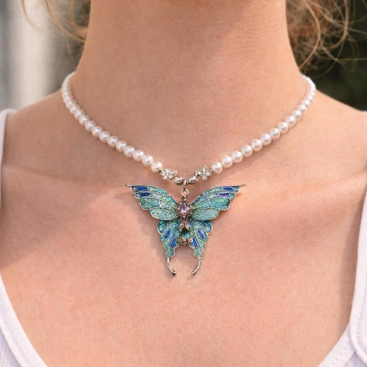 Stunning Celestial Butterfly Pearl Choker