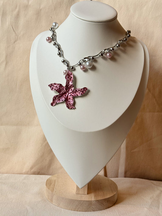 Pink Orchid Necklace