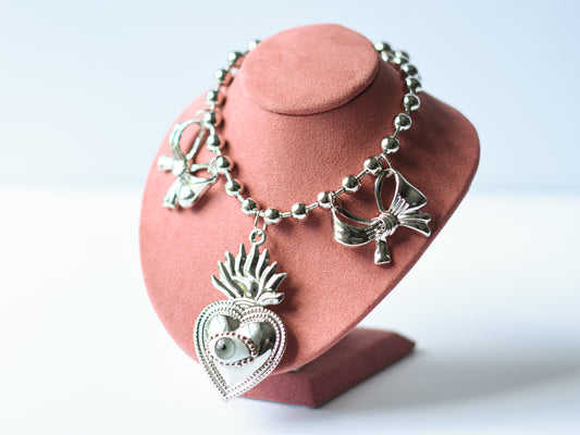 Sacred Heart Bow Necklace