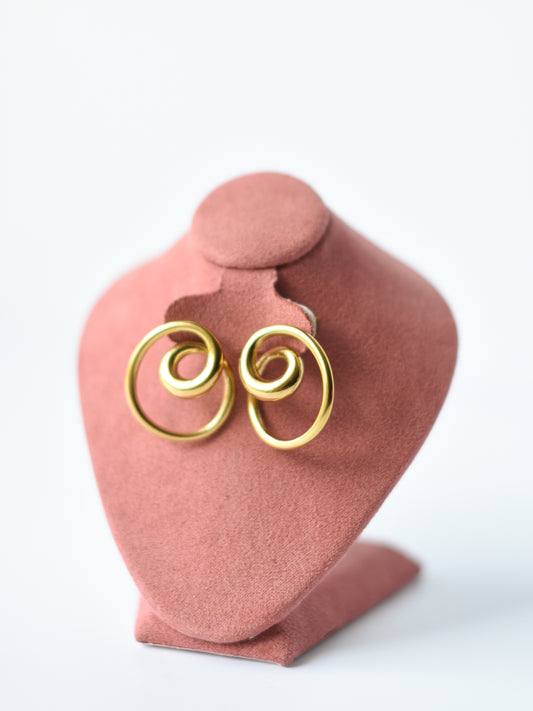 Golden Swirl Statement Earrings