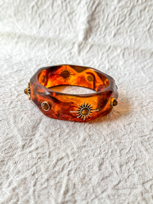 Amber Resin Sun Stud Bangle Bracelet