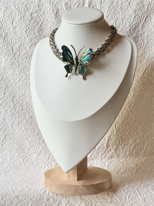 Abalone Butterfly Chain Necklace