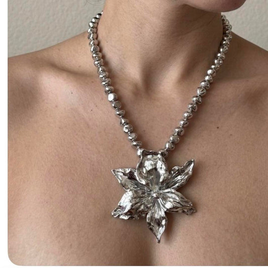 Silver Bloom Statement Necklace