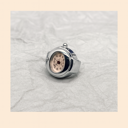 Mini Clock Ring – Silver