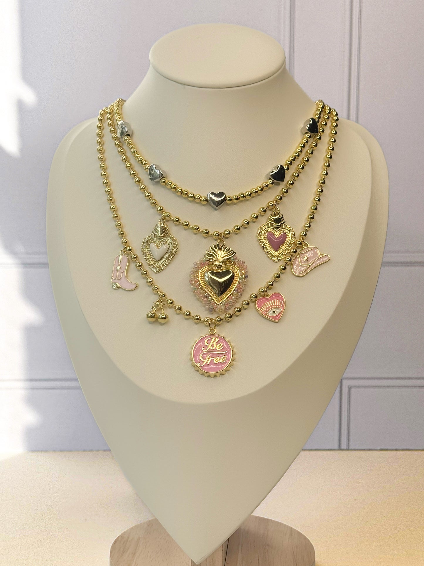 Golden Hearts & Charms Layered Set