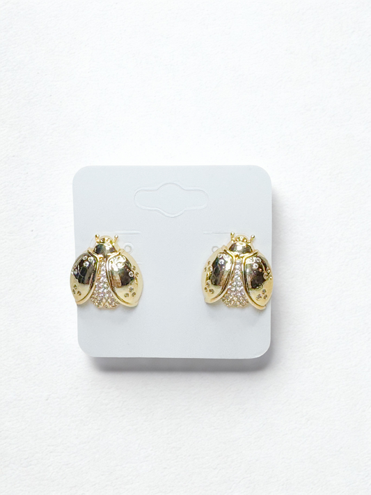 Golden Ladybug Stud Earrings